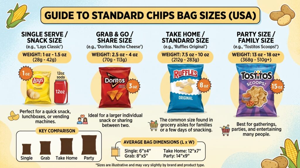 Standard Chips Bag Size USA