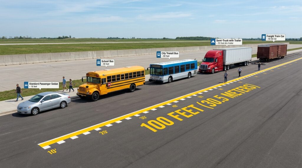 100 Feet Compared to Vehicles