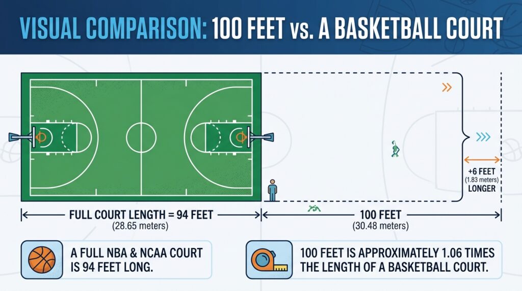 100 Feet Compared to a Basketball Court?