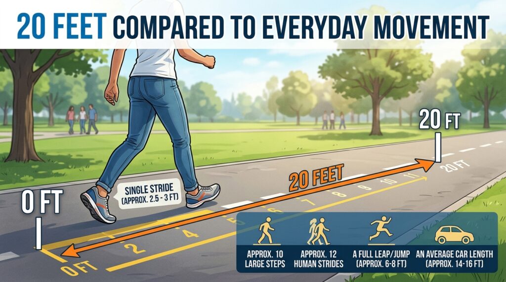 20 Feet Compared to Everyday Movement