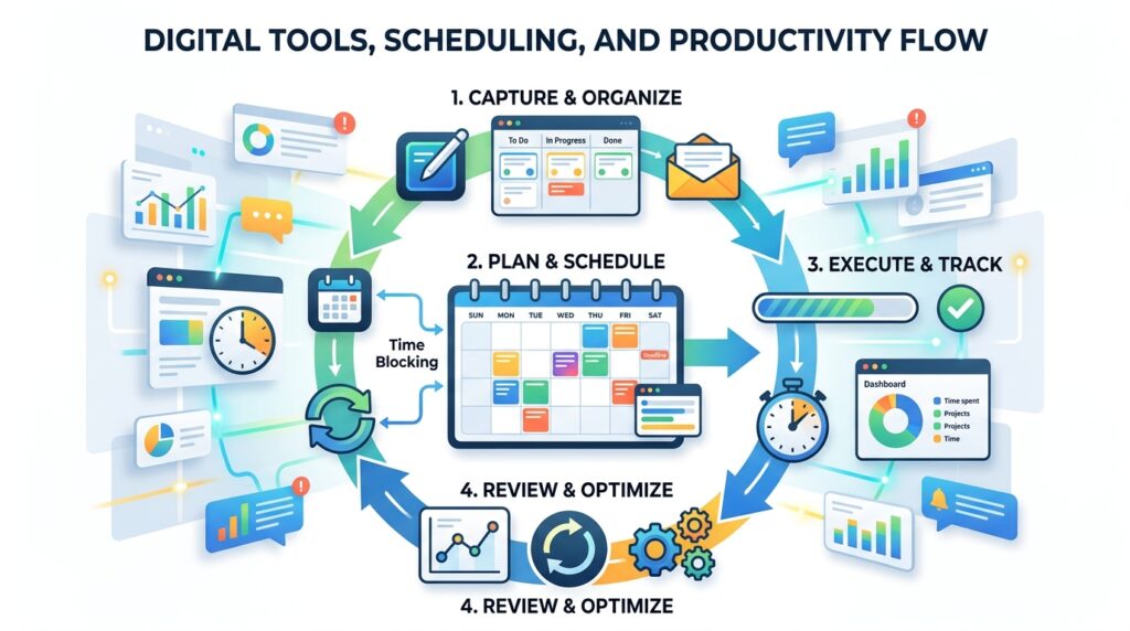 Digital Tools, Scheduling, and Productivity Flow