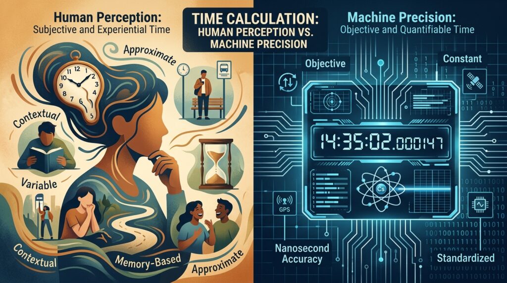 Human Perception vs Machine Precision in Time Calculation