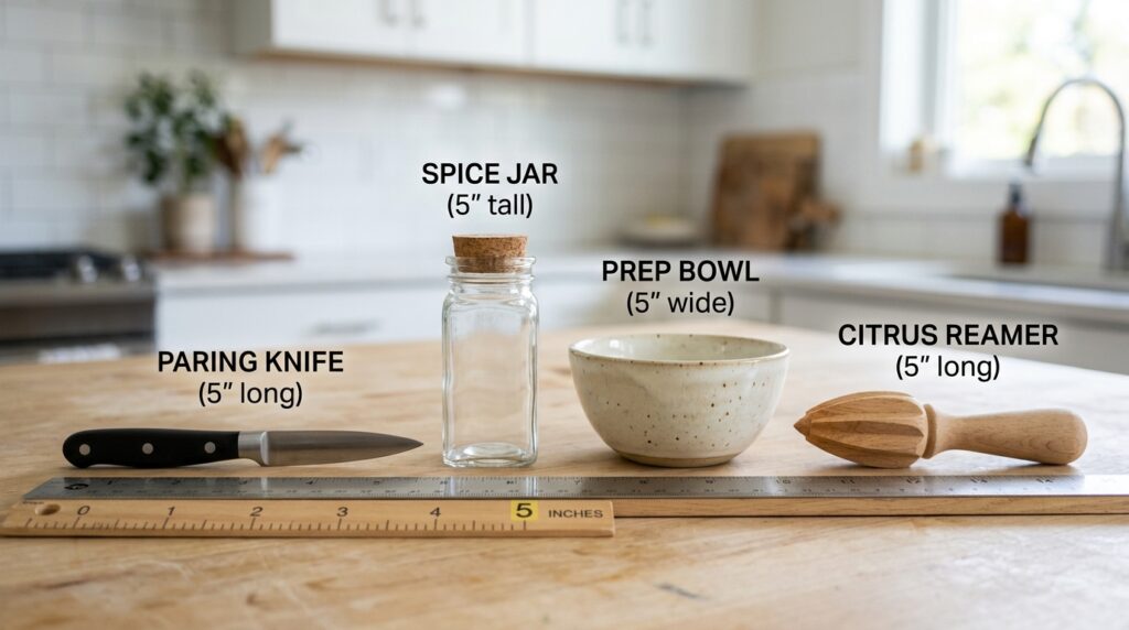 Kitchen Objects That Show the Size of 5 Inches