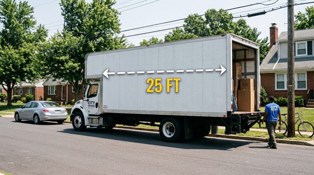 A Large Moving Truck Contains a 25 Foot Space Comparison