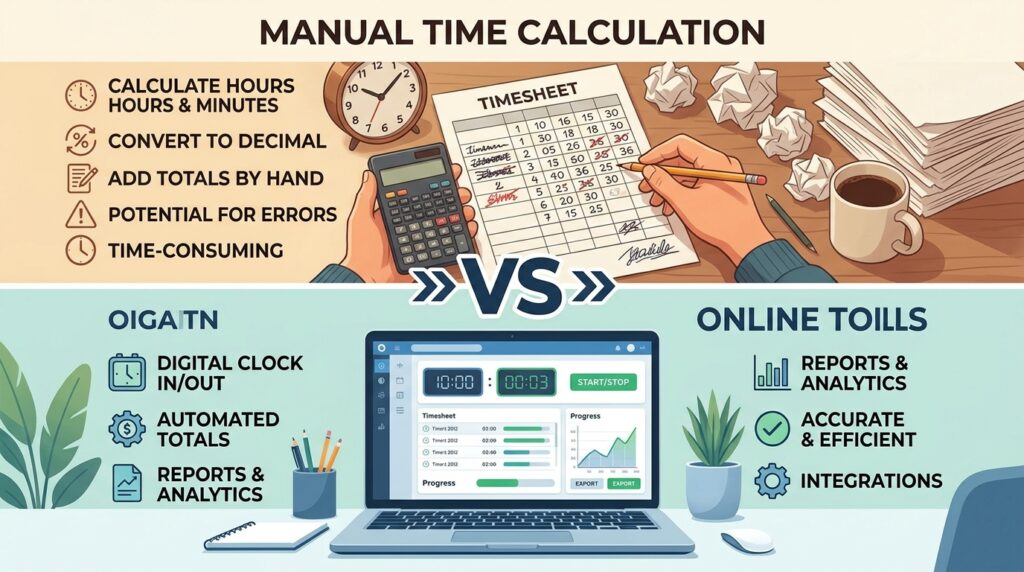 manual time calculation vs online time tools