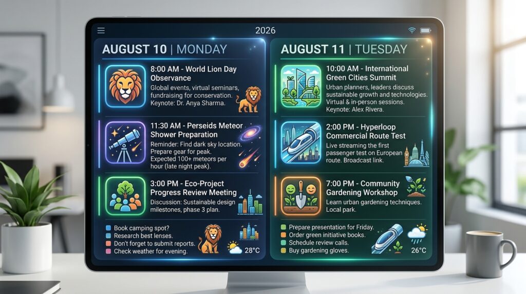August 10 and August 11, 2026