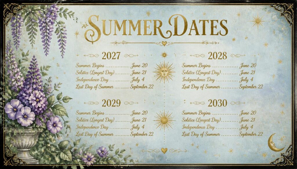 Dates for 2027, 2028, 2029 and 2030