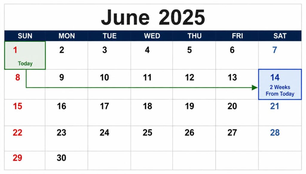 2 Weeks From Today on a Calendar?