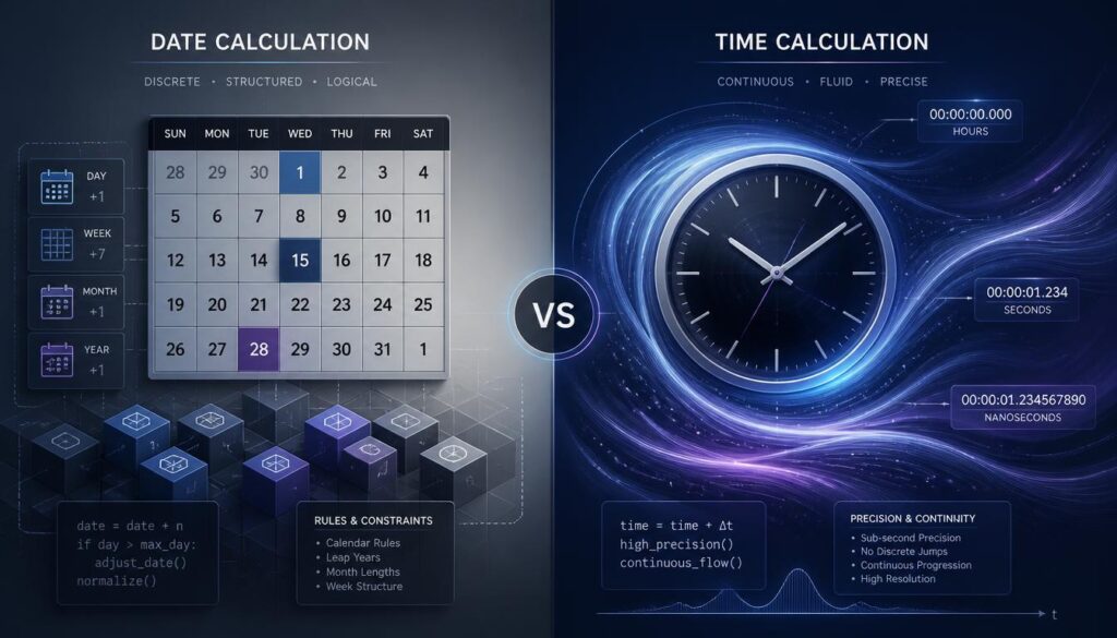 Date Calculation Versus Time Calculation